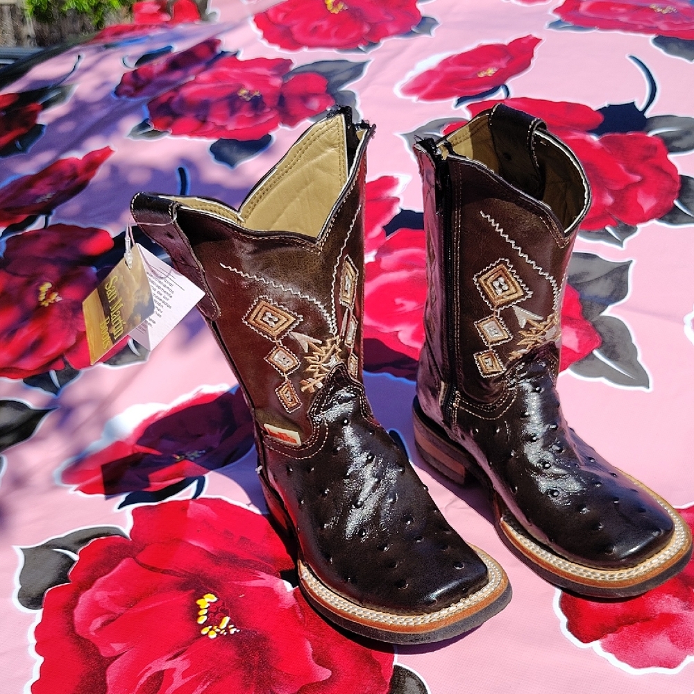 ( Girls ) Leather Brown Western Cowboy Boots.